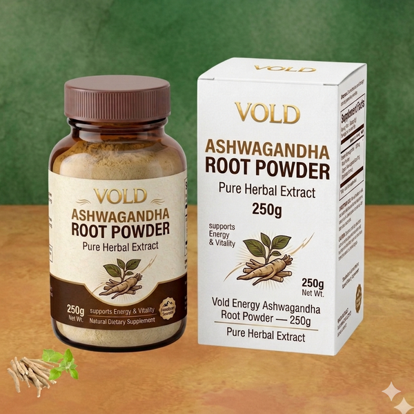 Vold Energy Ashwagandha Root Powder — 250g Pure Herbal Extract